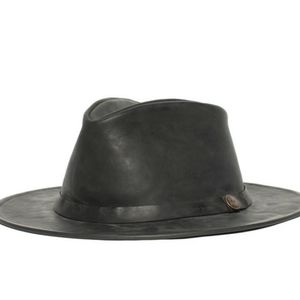 NWT Goorin bros black leather fedora Medium
